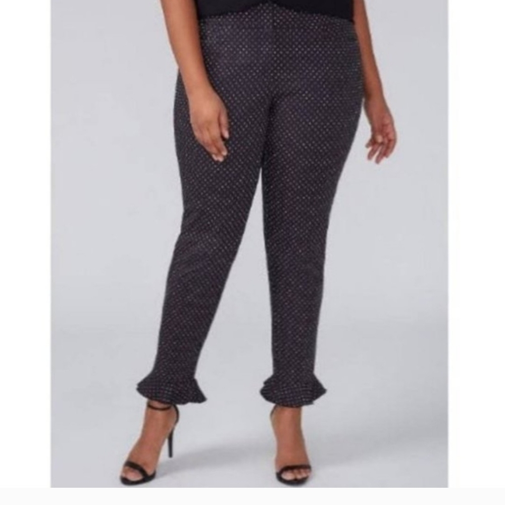 Women's Lane Bryant Black Polka Dot Pants